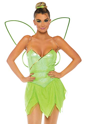 Leg Avenue womens - 4 Piece Pretty Pixie Set Bodysuit With Petal Skirt and Fairy Wings Sexy Halloween Set Adult Sized Costumes, Green, Large US halloweenkingdom