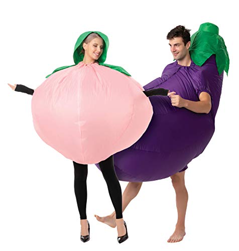 Spooktacular Creations Adult Peach and Eggplant Couple Inflatable Halloween Costume - Adult One Size halloweenkingdom