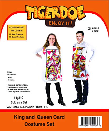 Tigerdoe King and Queen Card Costume - Poker Cards Costume - Couple Costume - Chess Piece Hats - King & Queen of Hearts (2 Pk Card Costume) halloweenkingdom