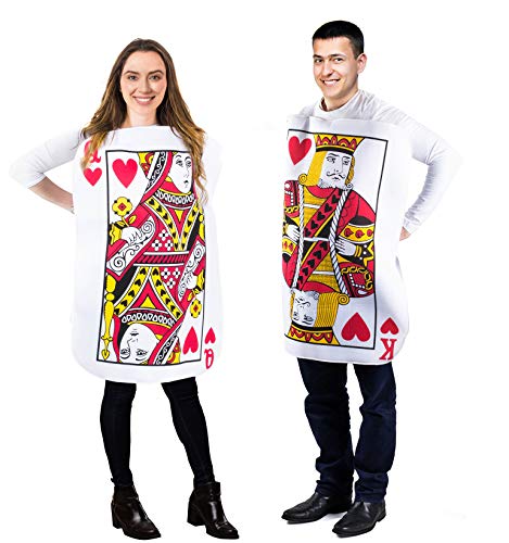 Tigerdoe King and Queen Card Costume - Poker Cards Costume - Couple Costume - Chess Piece Hats - King & Queen of Hearts (2 Pk Card Costume) halloweenkingdom