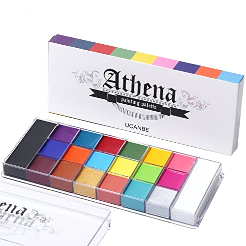 UCANBE Athena Face Body Paint Oil Palette, Professional Flash Non Toxic Safe Tattoo Halloween FX Party Artist Fancy Makeup Painting Kit For Kids and Adult halloweenkingdom